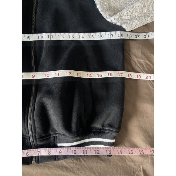 Forever 21 Women’s Jacket Sz Small Varsity Sequin Soft Fleece Cheerleader Bling - Picture 12 of 12